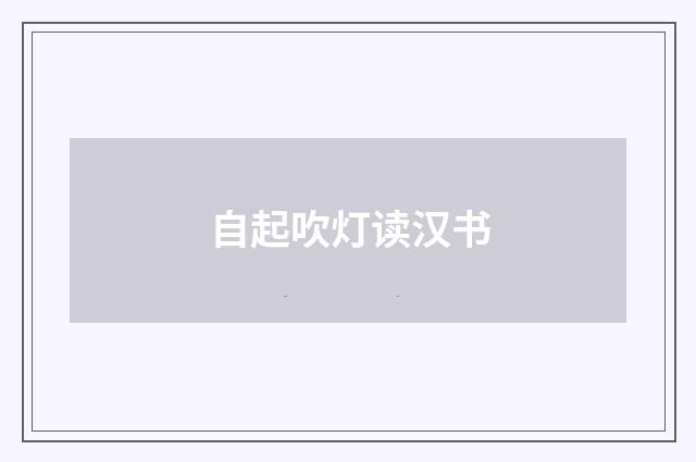 自起吹灯读汉书