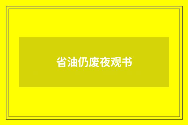 省油仍废夜观书
