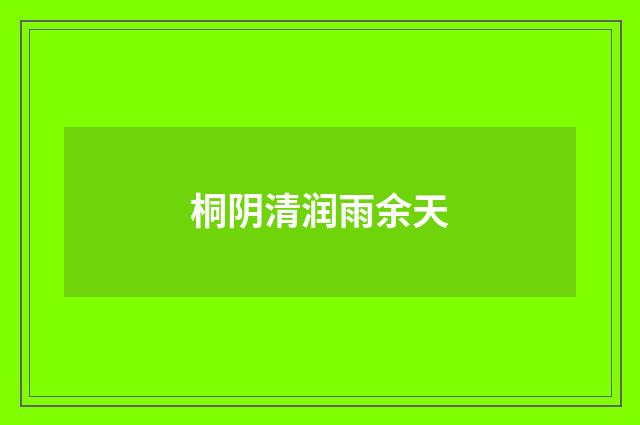 桐阴清润雨余天