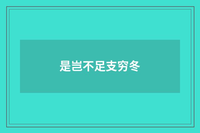是岂不足支穷冬