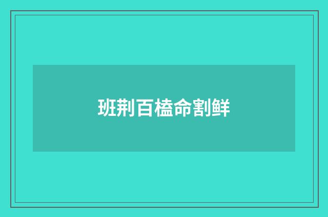 班荆百榼命割鲜