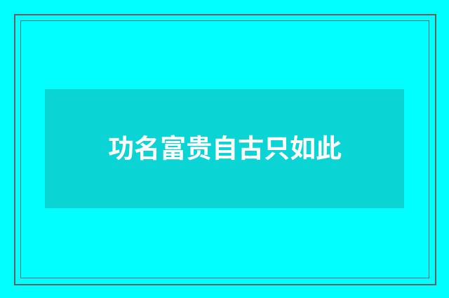 功名富贵自古只如此