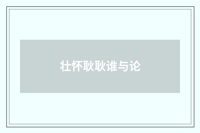壮怀耿耿谁与论