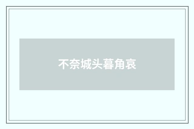 不奈城头暮角哀
