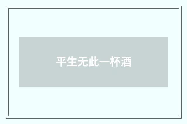 平生无此一杯酒