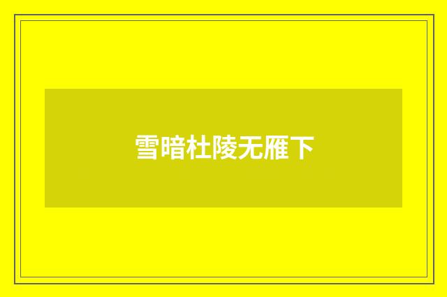 雪暗杜陵无雁下
