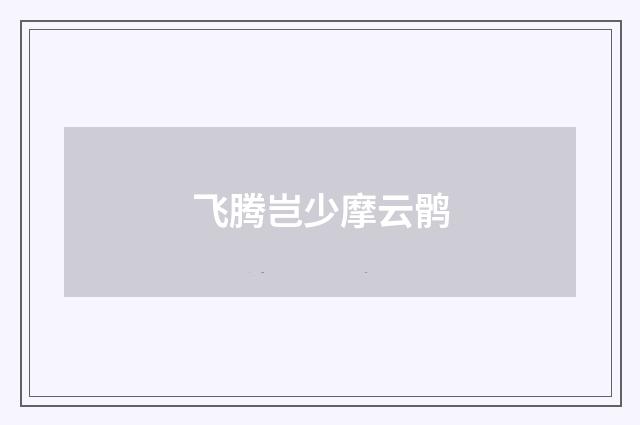 飞腾岂少摩云鹘