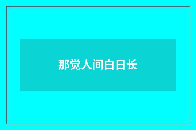 那觉人间白日长