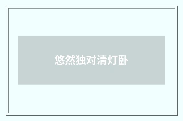 悠然独对清灯卧