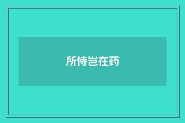 所恃岂在药