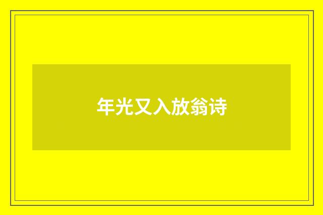 年光又入放翁诗