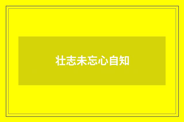 壮志未忘心自知