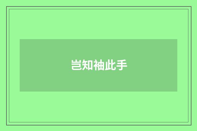 岂知袖此手