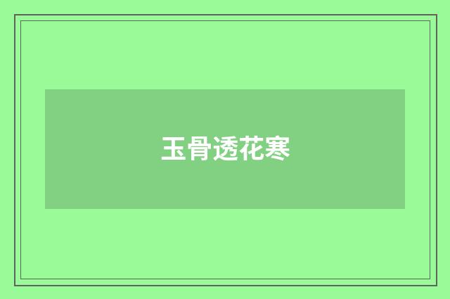 玉骨透花寒