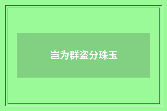 岂为群盗分珠玉