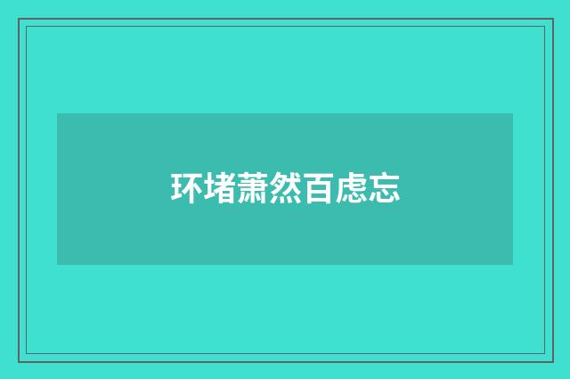 环堵萧然百虑忘