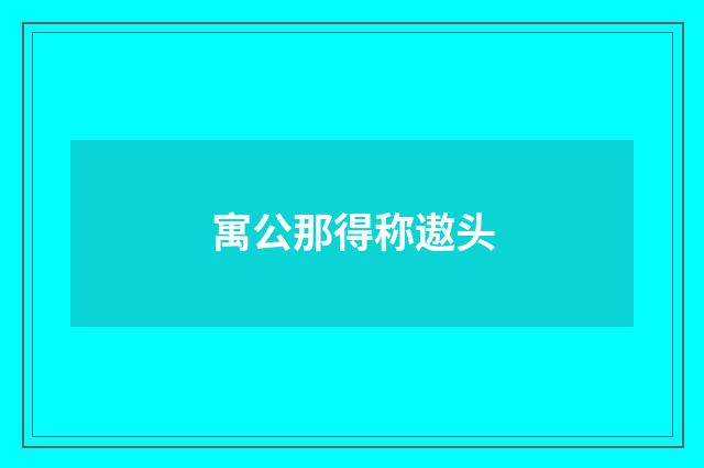寓公那得称遨头