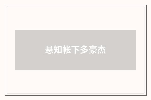 悬知帐下多豪杰