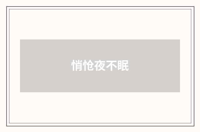 悄怆夜不眠