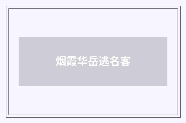 烟霞华岳逃名客