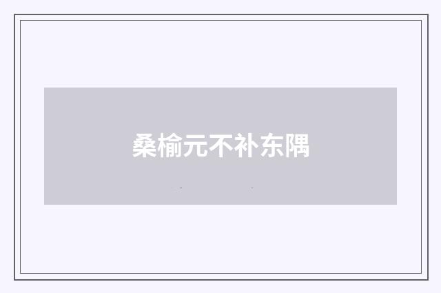 桑榆元不补东隅