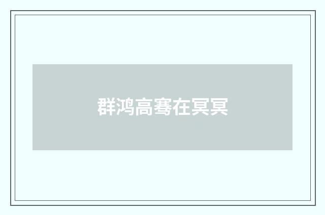 群鸿高骞在冥冥