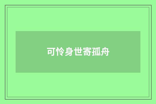 可怜身世寄孤舟
