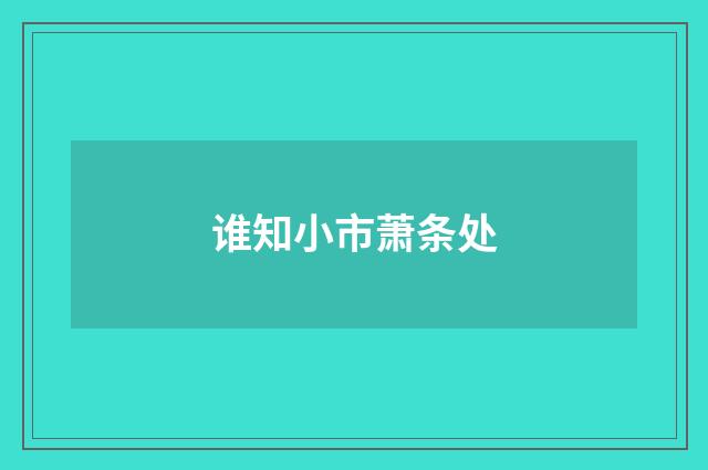 谁知小市萧条处