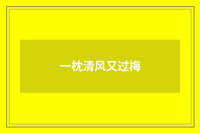 一枕清风又过梅