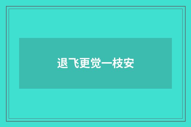 退飞更觉一枝安