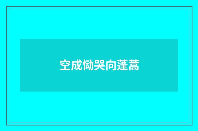 空成恸哭向蓬蒿