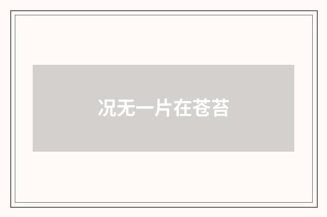 况无一片在苍苔