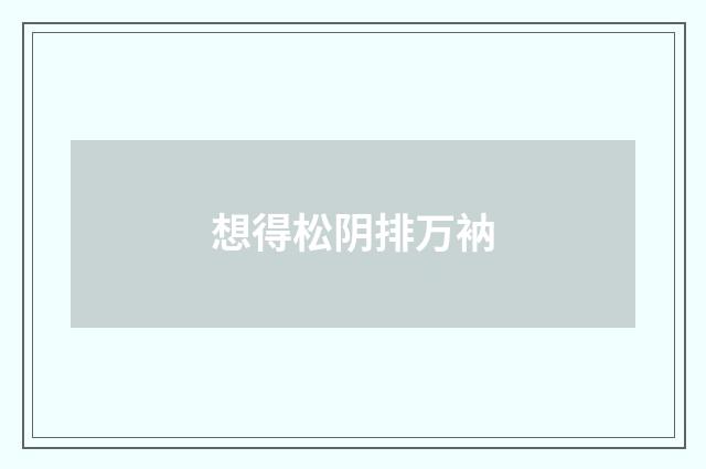 想得松阴排万衲