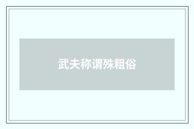 武夫称谓殊粗俗