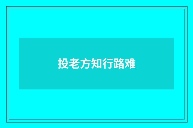 投老方知行路难