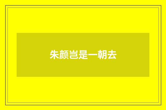 朱颜岂是一朝去