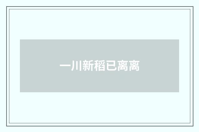 一川新稻已离离
