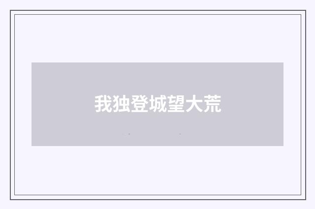 我独登城望大荒