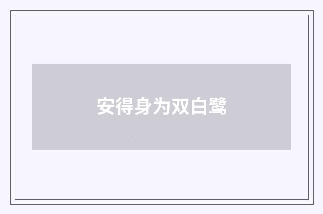 安得身为双白鹭