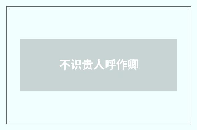 不识贵人呼作卿