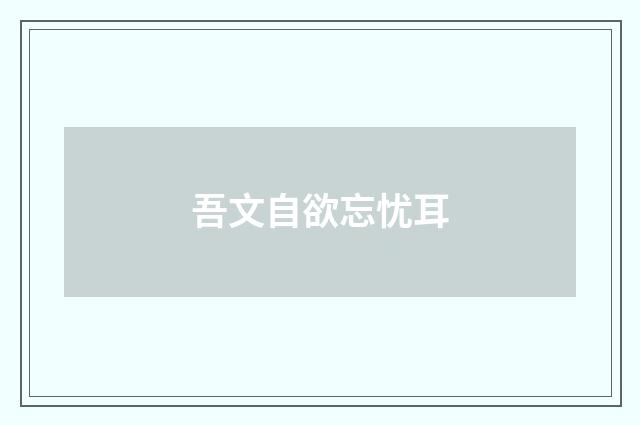 吾文自欲忘忧耳