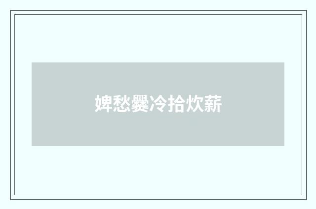 婢愁爨冷拾炊薪