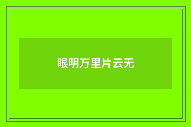 眼明万里片云无