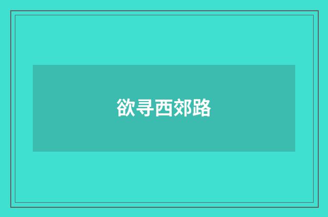 欲寻西郊路