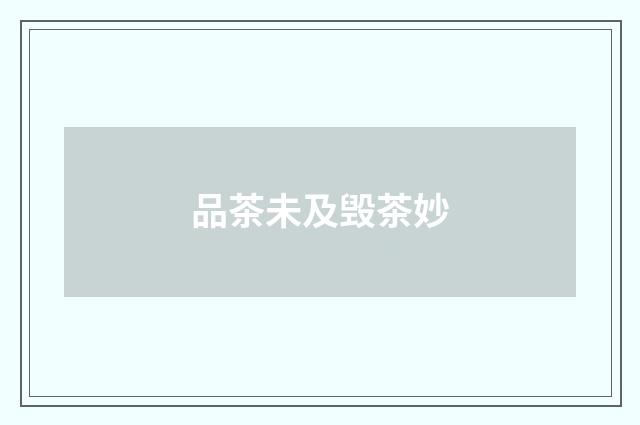品茶未及毁茶妙