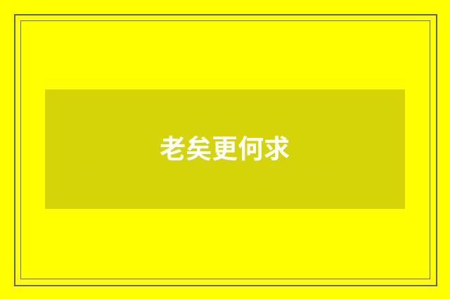 老矣更何求