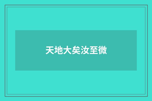 天地大矣汝至微