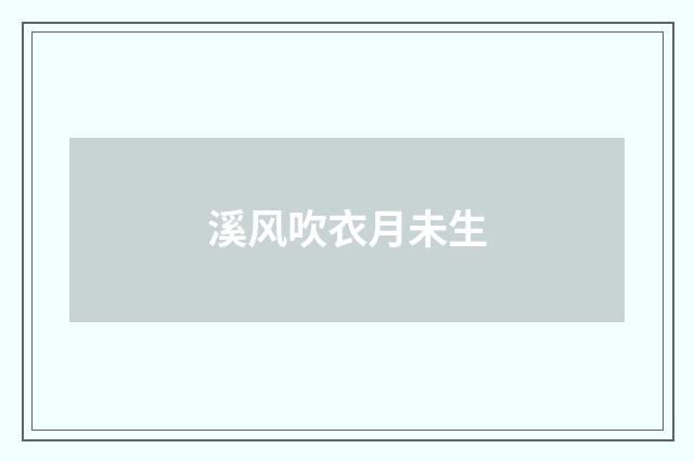 溪风吹衣月未生
