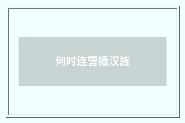 何时连营插汉旌