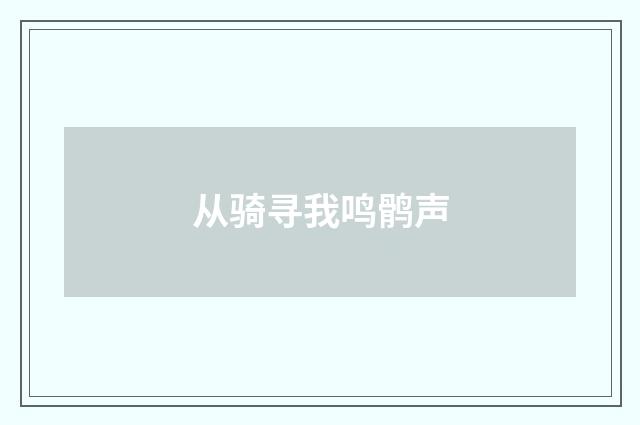 从骑寻我鸣鹘声
